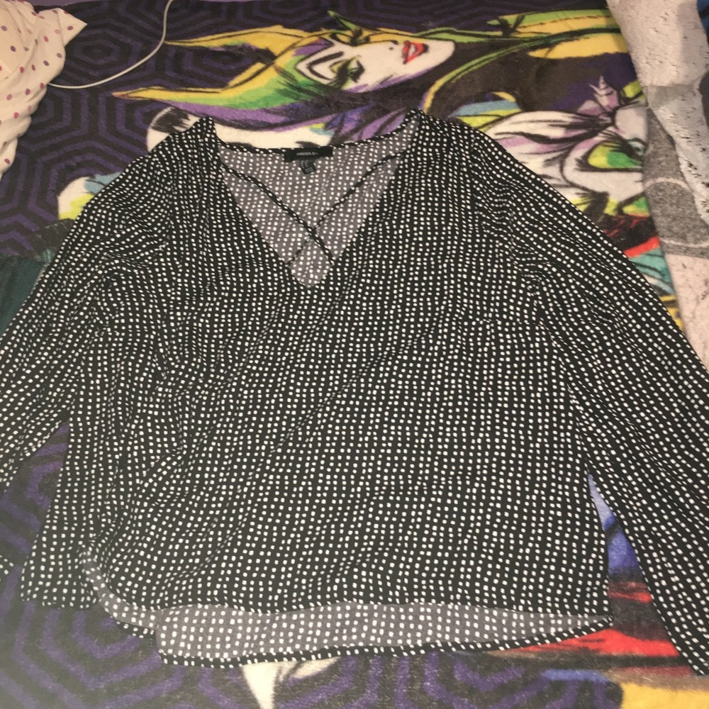 Black and white long sleeve blouse